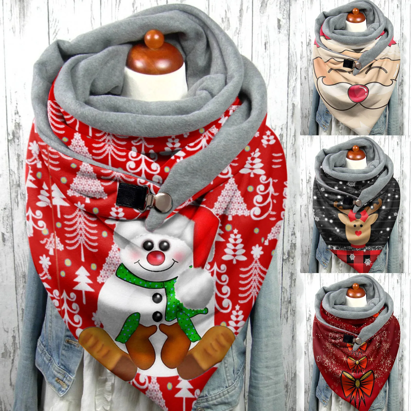 

Scarf Multi-Purpose Christmas Buttons Scarf Women Printing Shawl Fashion Scarf Valentines Scarfs Red Satin Head Scarf