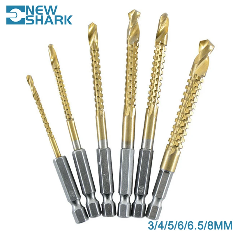 Newshark Multifunction Drill Bits for Wood Hex Shank Metal Drill Bit Set Titanium Auger Punch Tools Kit Professional Hss Drills