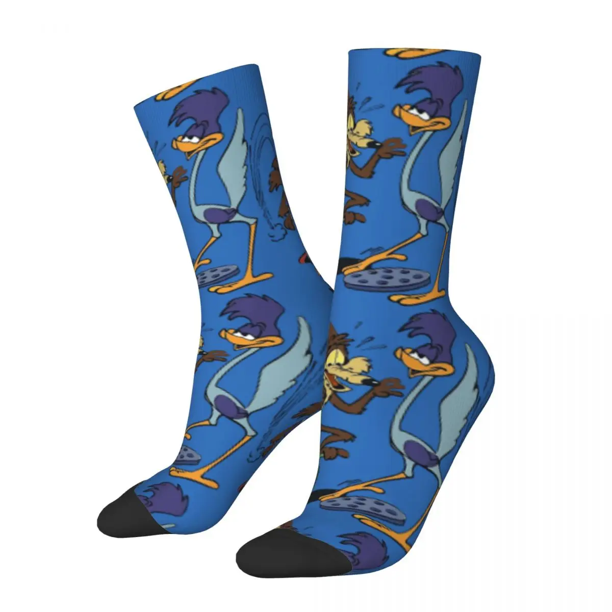 

Hip Hop Vintage Active And Funny Crazy Men's Compression Socks Unisex Roadrunner Animation Amusing Fight Street Style Crew Sock