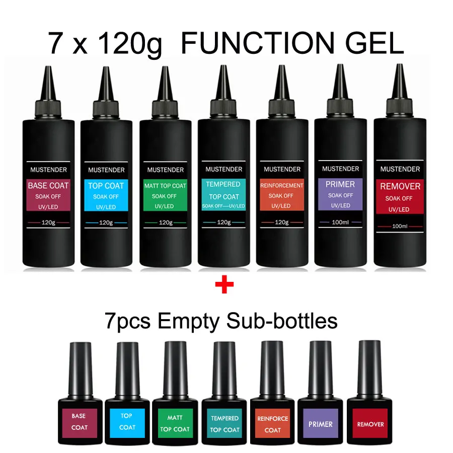 7x120g Basecoat Base Coat Tempered Topcoat Matte Matt Top Coat Primer UV Gel Reinforcement Nail Gel Polish Manicure Tools