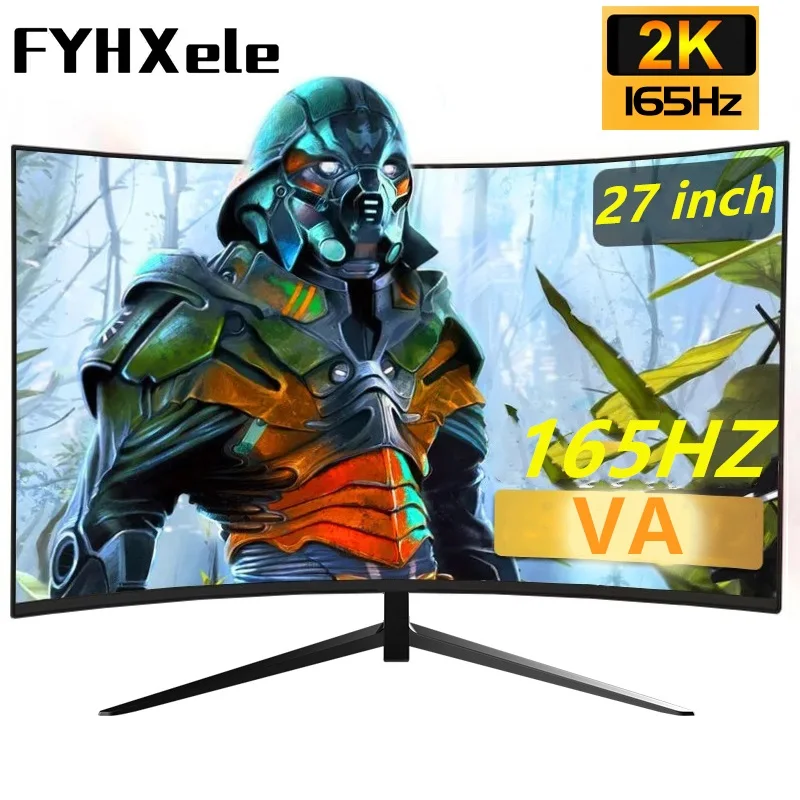 27 inch VA 2k 165hz Curved Screen Gamer Monitors 1MS PC LCD Displays Monitor For Desktop Displays 1MS HDMI Support Free-Sync