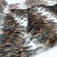 16050cm tiger print plush faux fur fabric for winter coat vest throw blanket diy long hair plush fursuit accessories
