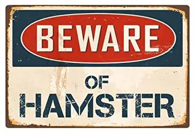 

Остерегайтесь хомяка 8x12 винтажный виниловый табличка