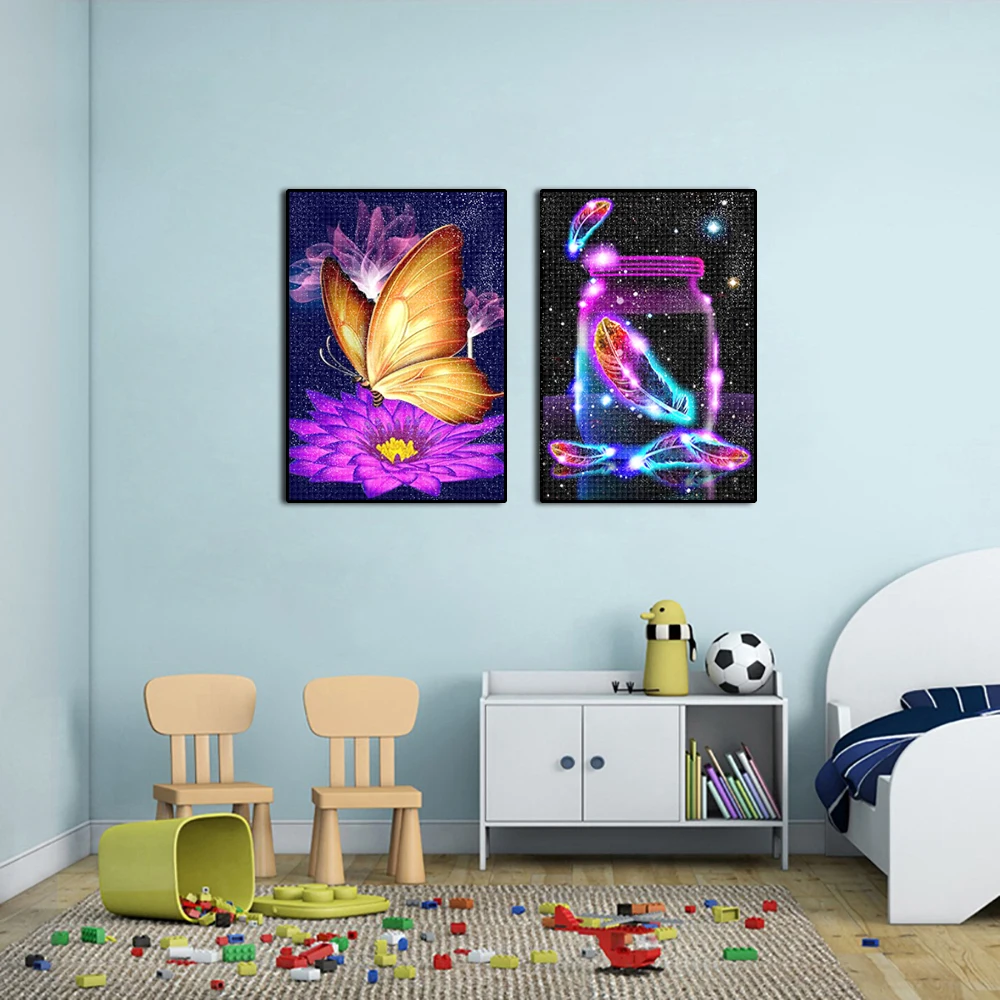 Nowy w pełni z okrągłych diamentów malowanie ściegu Fantasy motyl krajobraz 5D DIY diament haft zestaw mozaiki Home Decor prezent 2 Nowy w pełni z okrągłych diamentów malowanie ściegu Fantasy motyl krajobraz 5D DIY diament haft zestaw mozaiki Home Decor prezent 2