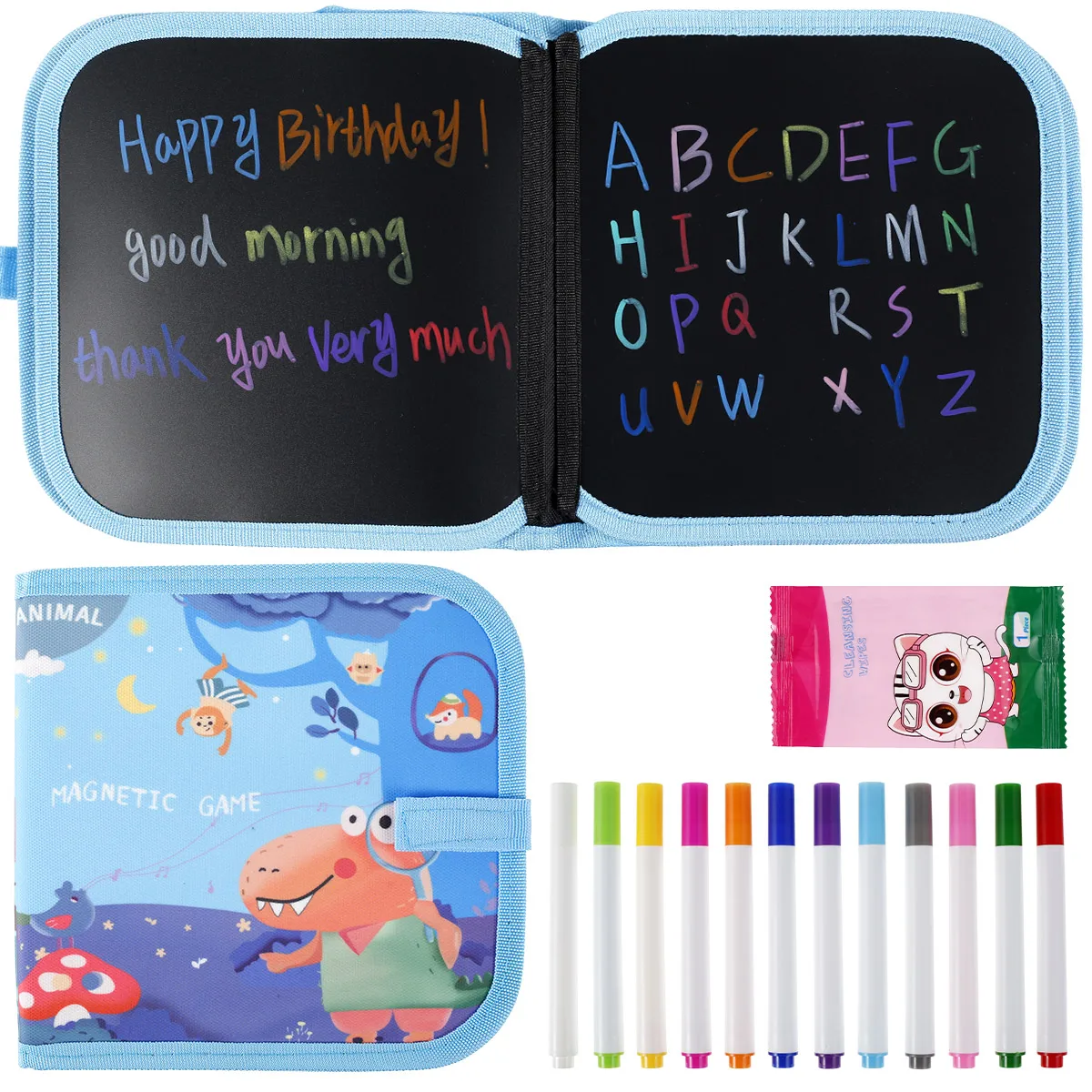 

Набор для рисования акварелью, набор из 12 акварельных ручек и влажной ткани, стираемая книга для раннего обучения, многоразовая книжка для р...