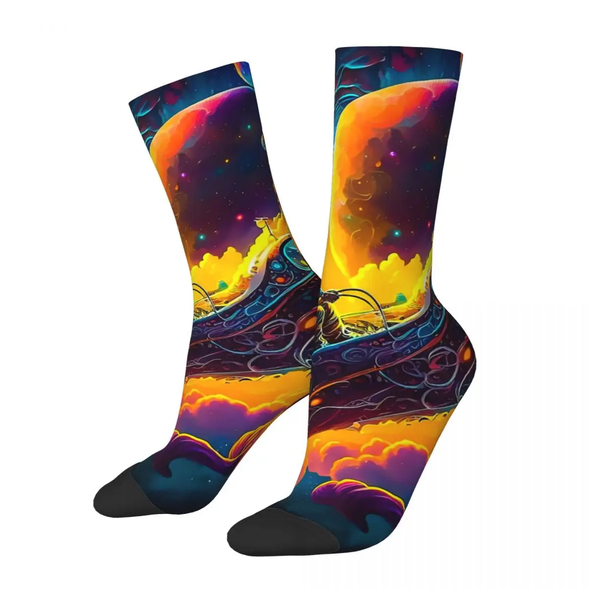 

Hip Hop Retro In Space Crazy Men's compression Socks Unisex Astronaut Harajuku Seamless Printed Funny Novelty Sock Boys Gift