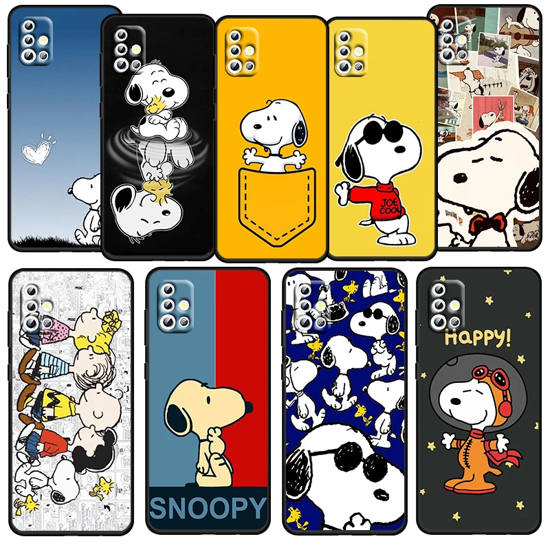 

Snoopy Cartoon Cute Boy For Samsung Galaxy A52S A72 A71 A52 A51 A12 A32 A21S 4G 5G Fundas Soft TPU Black Phone Case Capa Cover