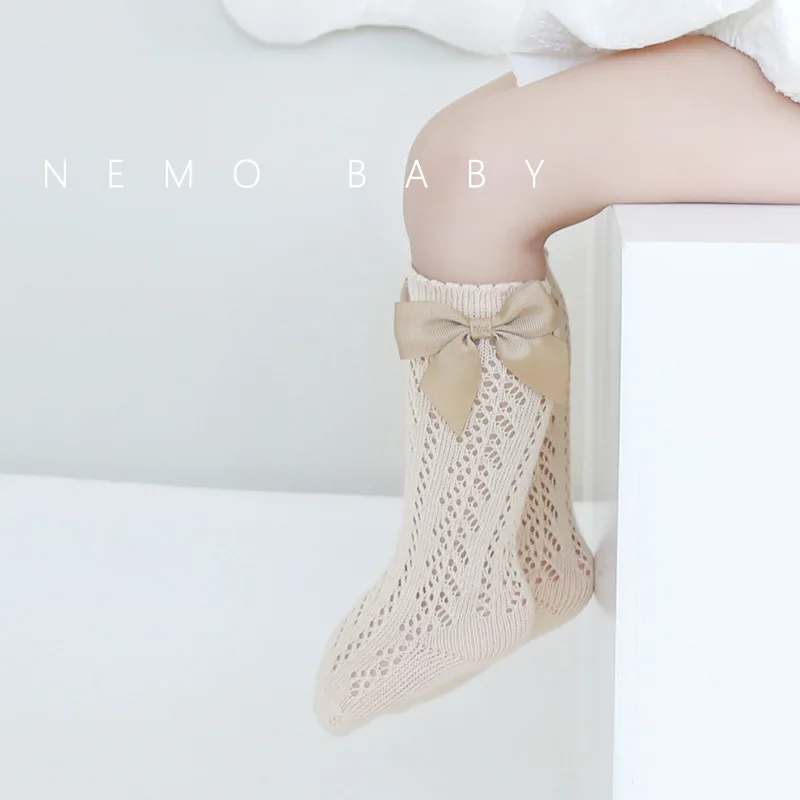 

Детские носки в Королевском Стиле для девочек, высокие сетчатые носки с бантом, детские носки с бантом, детские носки с вырезами, размеры