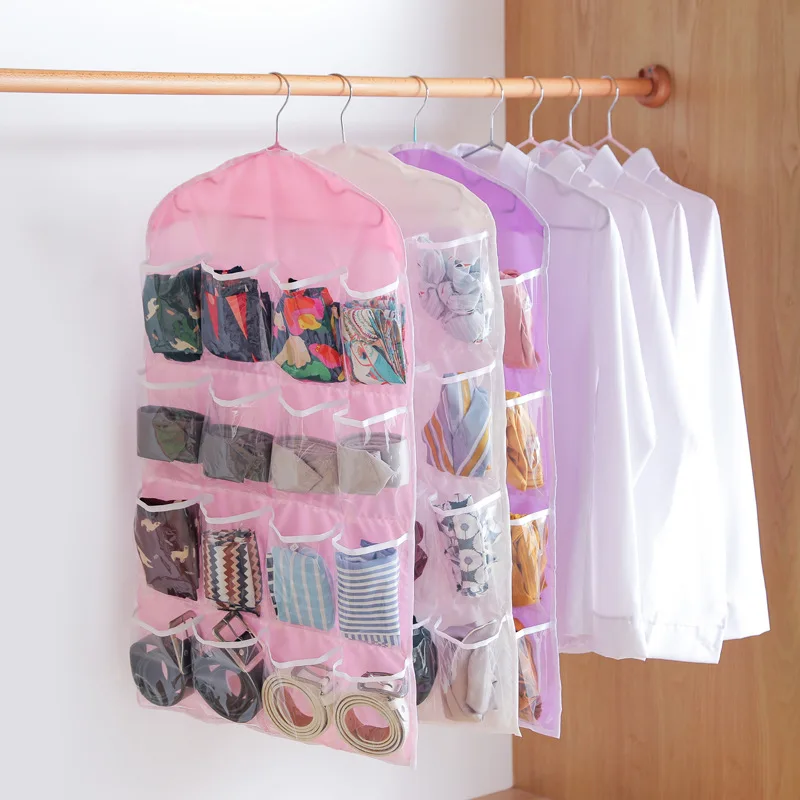 

Portable Socks Bra Underwear Rack Hanger Storage Organizer Storage Box Wall-Mount Bag 16 Grid Closet Multi-role Hanging Bag