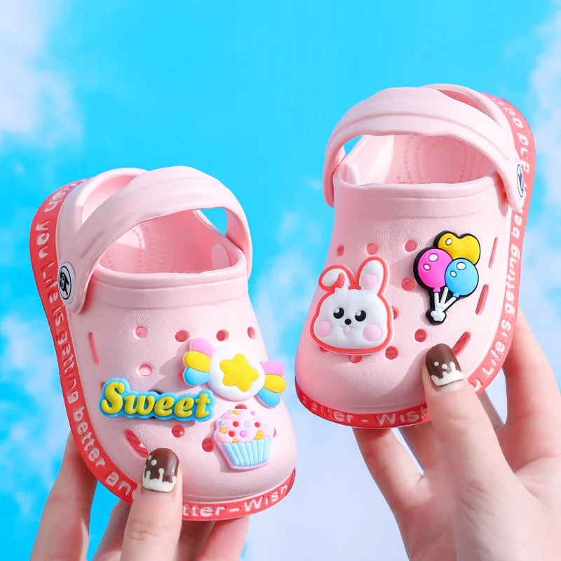 Children's Slippers Summer Boy Indoor Soft Sole Anti Slip Baby Beach Shoes Little Girl  Baby Hole Shoes Cool Slippers