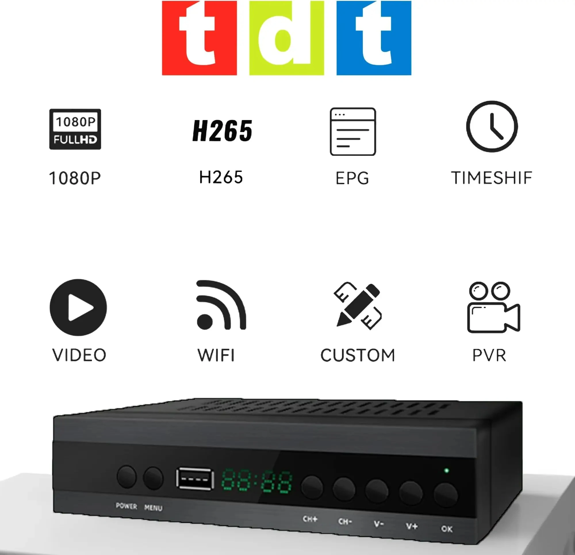Фото Новый цифровой термоприемник H.265 TDT DVB-T2 C HD FTA телеприставка EPG USB PVR ТВ-тюнер для HD/старый телевизор №3