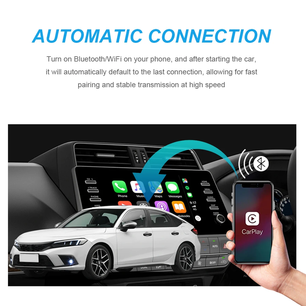 Беспроводной адаптер Carplay Android Auto WiFi с быстрым подключением Smart Dongle 2in1 для Dacia Sandero Sandero Stepway Jogger Logan MCV (art.: 3920cb704b5e2) - 3920cb704b5e2