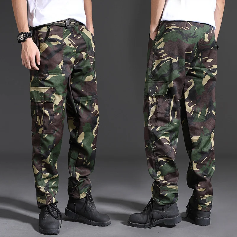 

Брюки-карго мужские с множеством карманов, брендовые модные мешковатые штаны в стиле милитари, повседневные брюки, камуфляжные хлопковые брюки, весна