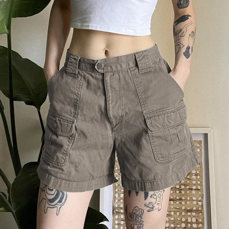 Fashion Street Workwear with Pocket Denim Shorts for Women Spring and Summer New Hot Girl High Waist Basic Casual Pants Fashion