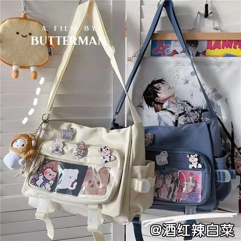 

Japanese Kawaii Crossbody Bags For Women Transparent Pocket itabag Student Shoulder Bag Handbags Book Bag JK Ita Bag Girls Bolsa