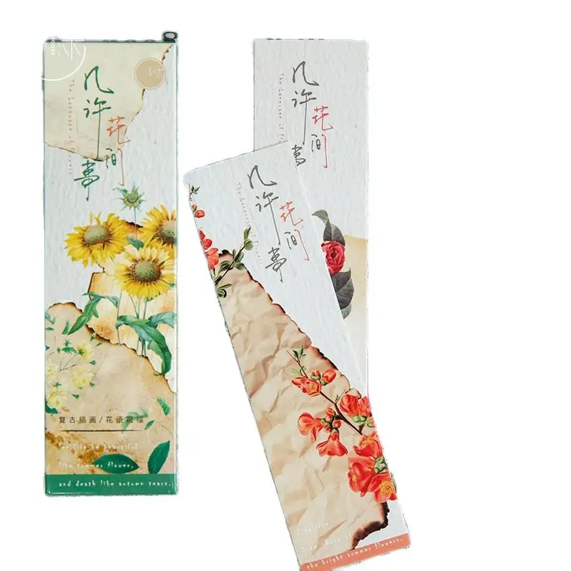 

30 Pcs/Set Retro Plant Flower Paper Bookmark Cartoon Book Holder Message Card Gift Stationery