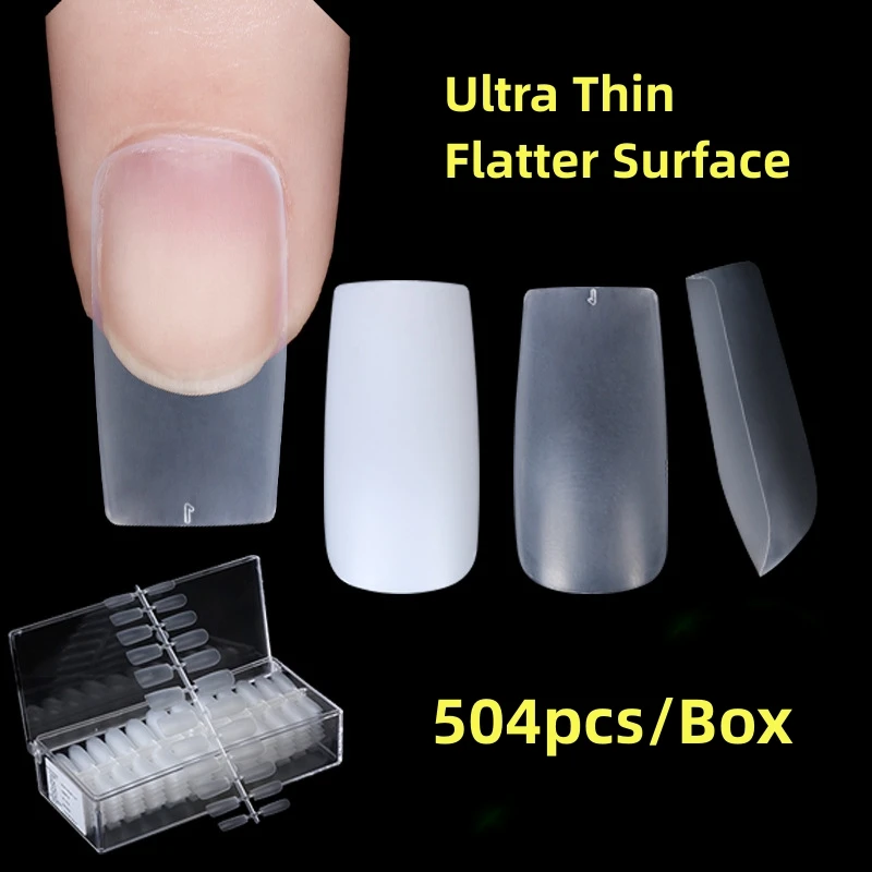 

500pcs Matte Square False Nails Full Coverage Soft Gel Extension Tip Medium Length Ultra Thin Flat Fake Nail Art Tips Manicure