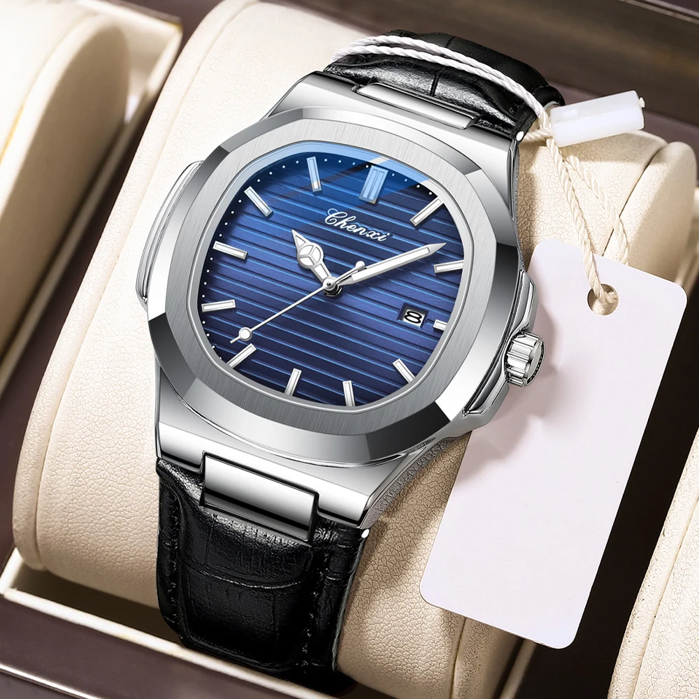 CHENXI роскошные мужские наручные часы водонепроницаемые светящиеся кожаные