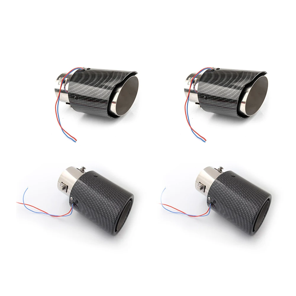 

Car Exhaust Tip Straight/Curled Edge Automotive Universal LED Carbon Fiber Muffler Silencer Auto Replacement Parts