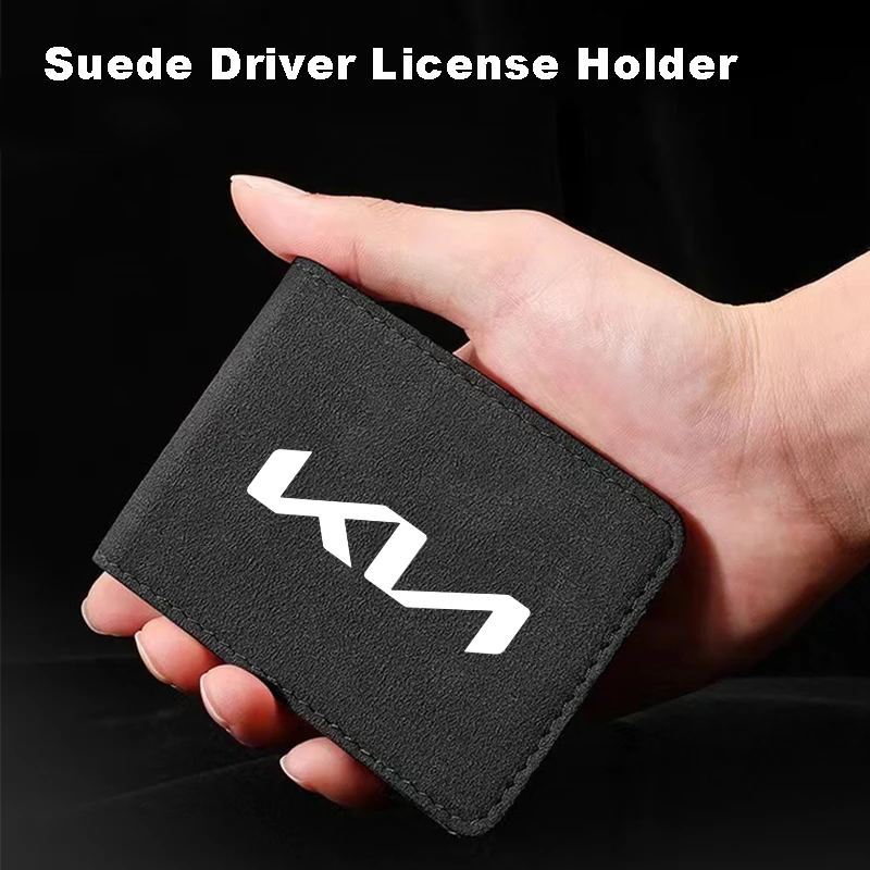 

For KIA Sportage Ceed Sorento Cerato Soul Optima Picanto Car Driver License Holder Suede Passport Cover Folder Auto Accessorie