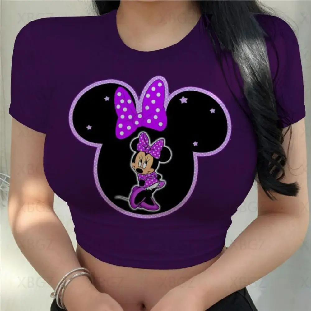 Укороченный топ с Микки Маусом Y2k облегающая женская футболка для вечеринки