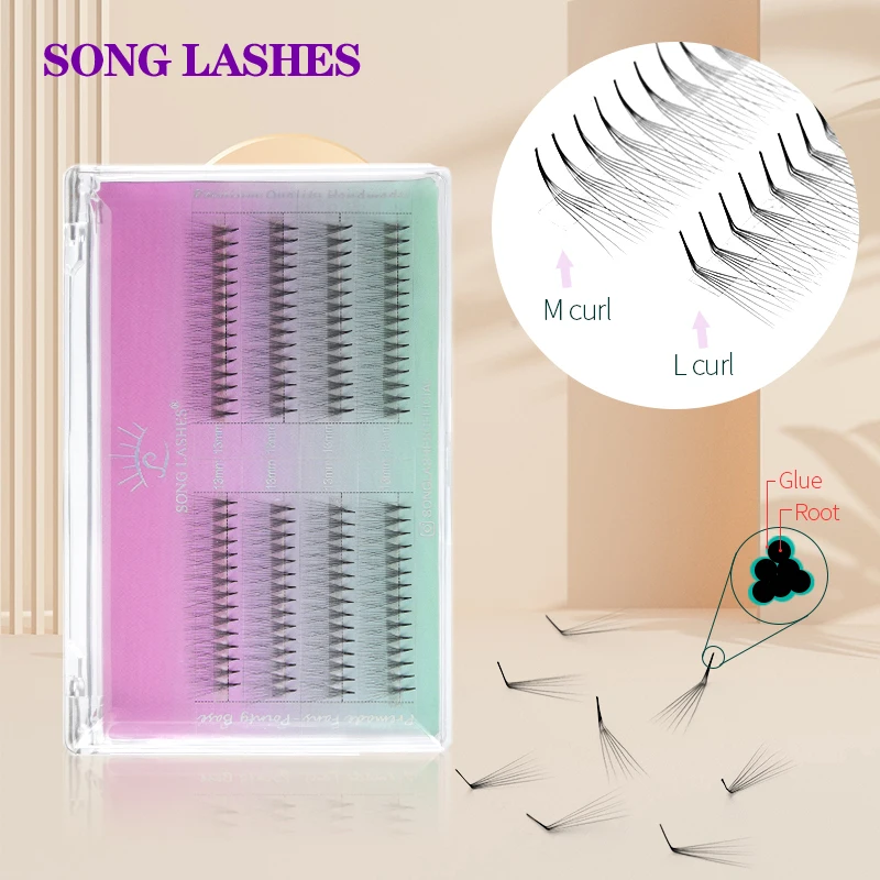 

SONG LASHES 6D L/M Curl High Quality Lash Extension Supplies False Eyelashes Extension Premade Fans Pointy Base 0.07 Thickness