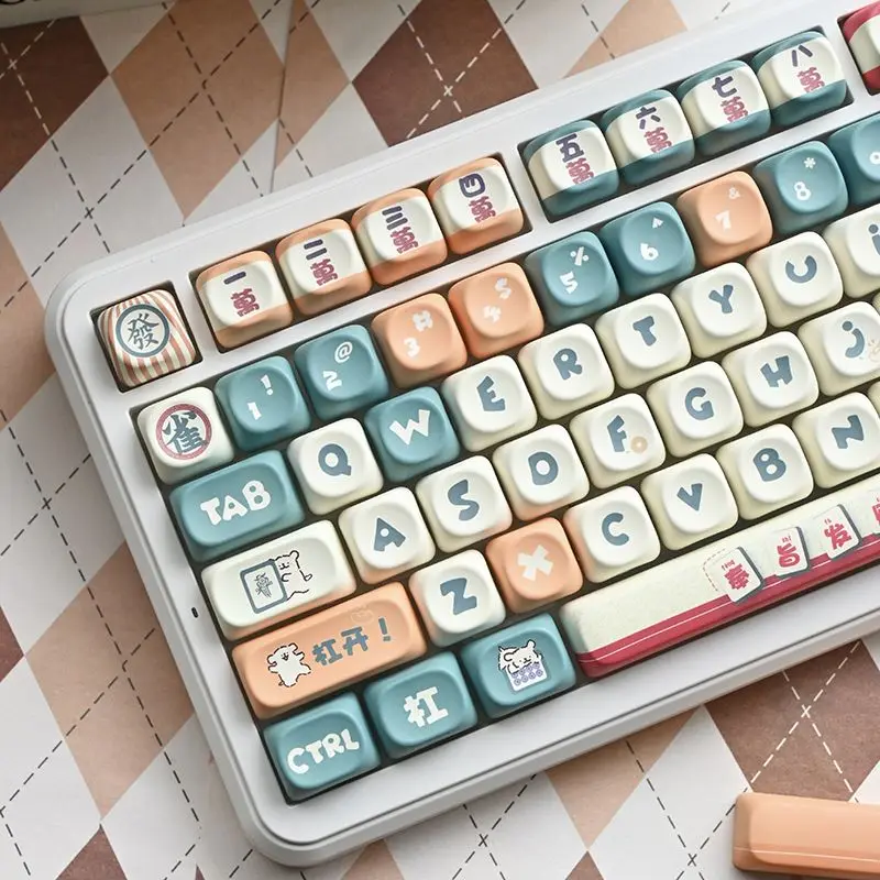 Mahjong Puppy Keycap Quintessence MOA Очень милый Q Moe PBT Горячая сублимация 64/75/87/98/100/108