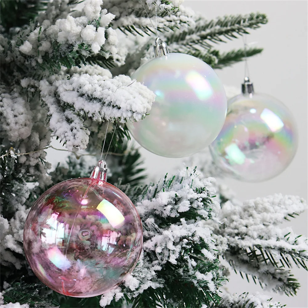 

5pcs Transparent Christmas Decoration Ball4/5/6cm Plastic Pink White Colorful Bubble Ball Ornament Birthday Party Wedding Deco