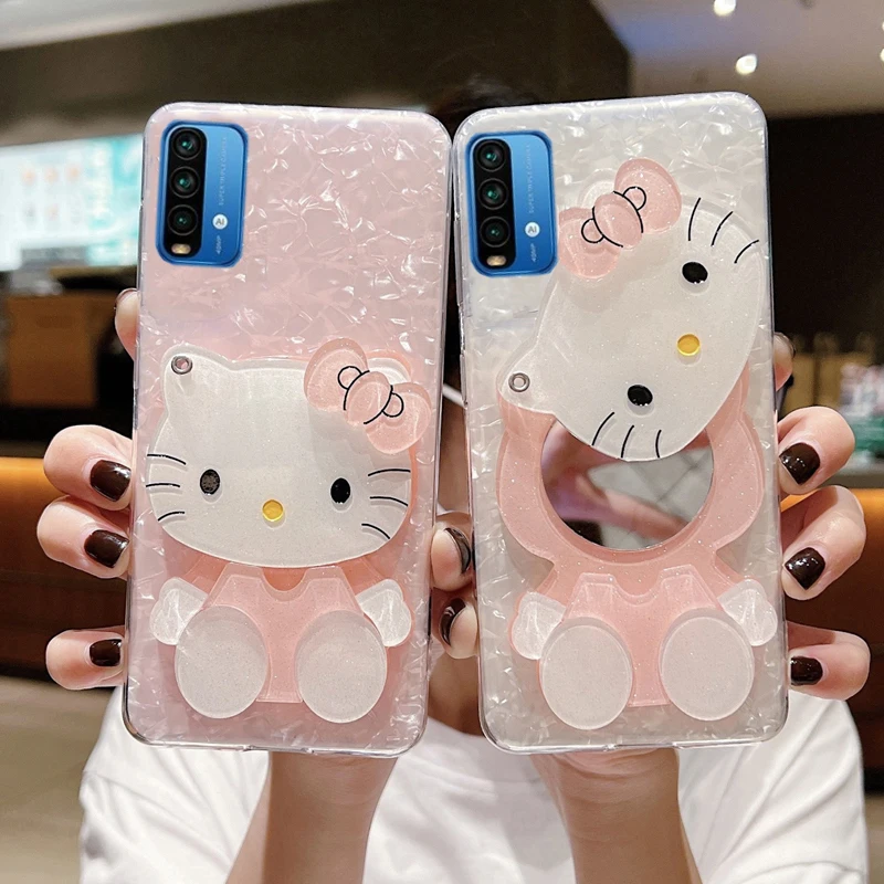 

Cartoon Making Up Mirror Phone Case For Redmi Note 8 2021 Note 8 Pro Note 7 7S A2 A1 Coque Protection soft Back Cover Shockproof