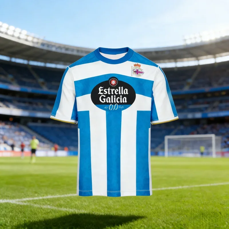 Фото Футболка Deportivo La Coruna с принтом Estrella Galicia, мужская и женская, быстросохнущая, дышащая, для болельщиков испанского футбола, повседневная. №1