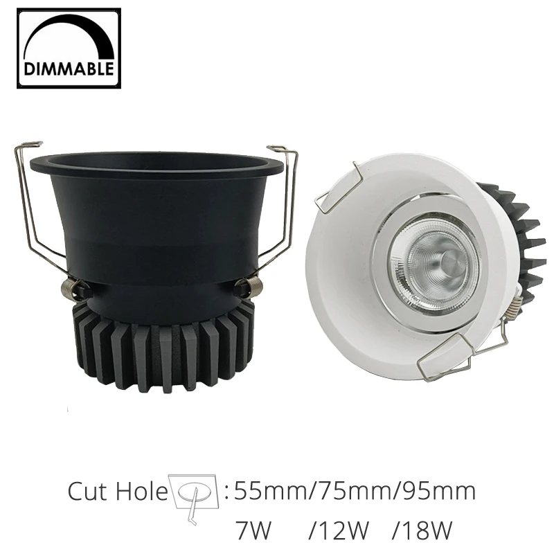 

Dimmable 7W 12W 18W LED Recessed Spot light Downlight Narrow Border Deep Anti-glare CRI93 Home Spotlight Minimalist Living Room