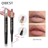 qibest 2 in 1 matte lipstick lip liner nude lipliner makeup waterproof lipstick pen long lasting lip pencil makeup lips cosmetic