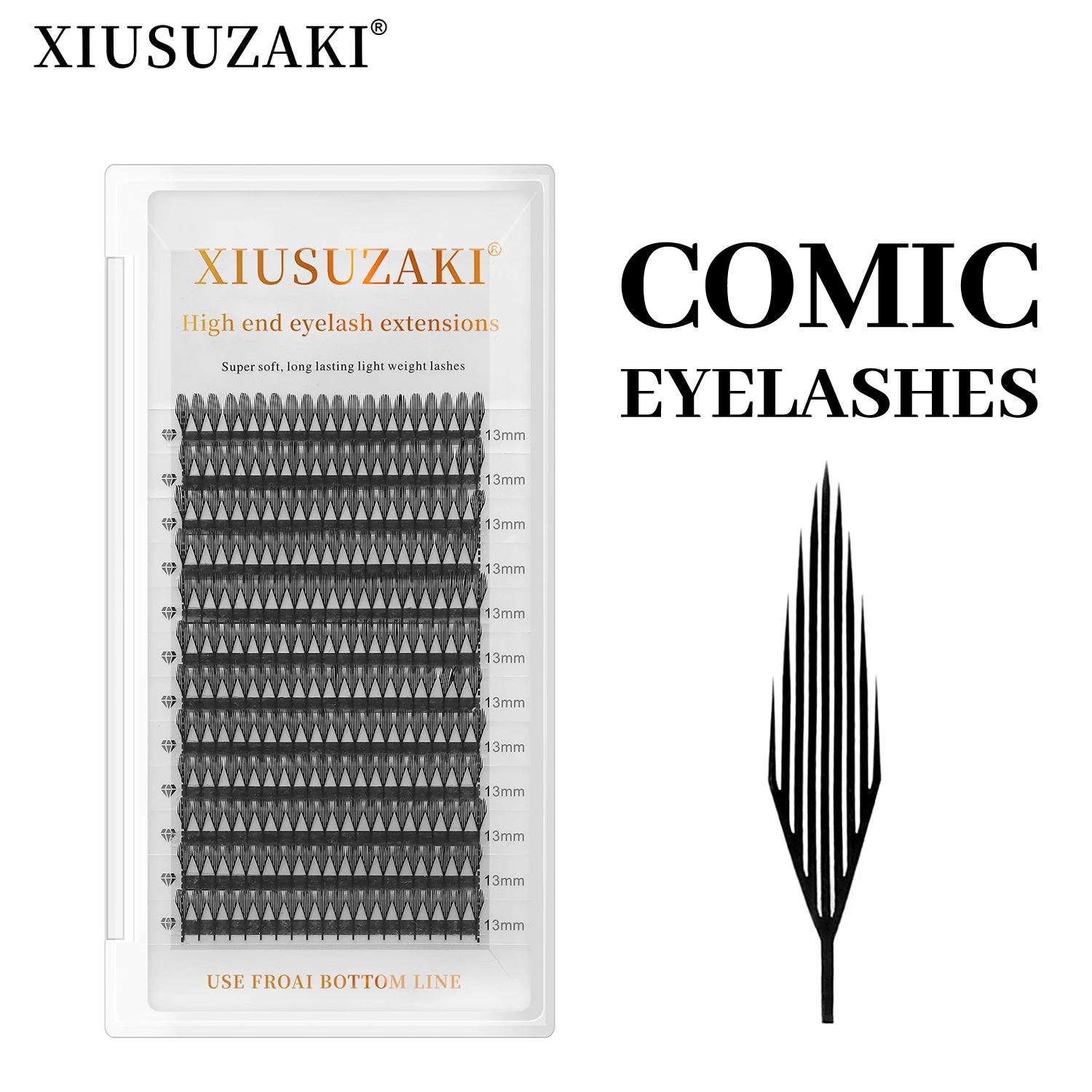 Фото XIUSUZAKI Comic Spire Lashes Автоматическое цветение Готовые вееры Наращивание ресниц Индивидуальный объем Накладные ресницы Инструменты для макияжа №1