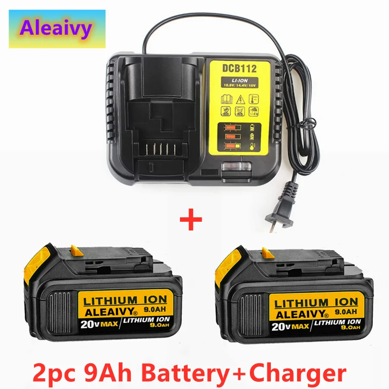 

18V 9.0Ah MAX XR battery Power Tool Replacement for DeWalt DCB184 DCB181 DCB182 DCB200 20V 5A 18Volt 18 V Battery with Charger