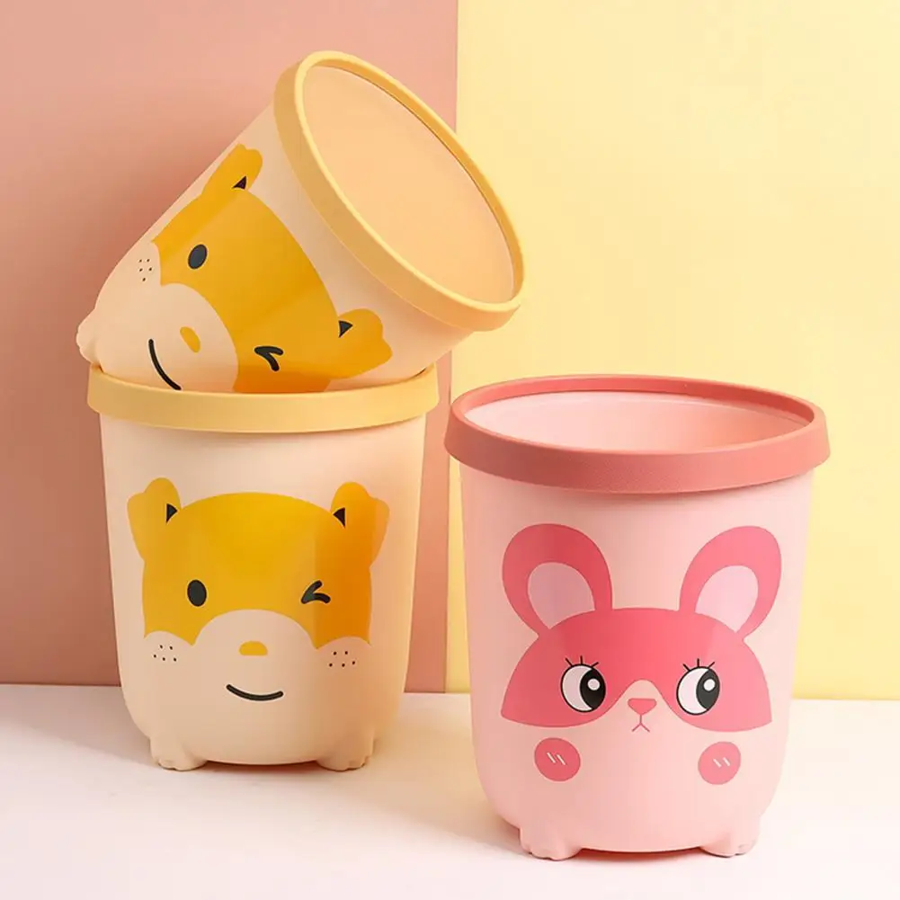 

Trash Can Large-Capacity Unique Pattern Plastic Sturdy Cartoon Garbage Container Bin for Home