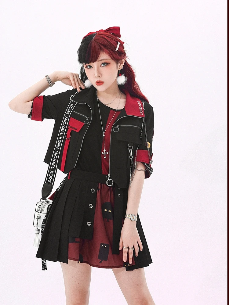 Короткое пальто с коротким рукавом Мотоцикл Модный Прохладный Металл