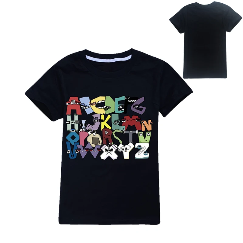 

New Summer 14 colors Toddler Boys Girls Cotton Clothes Alphabet lore Print Graphic Tops Teenage Short Sleeve T-shirts For Kids
