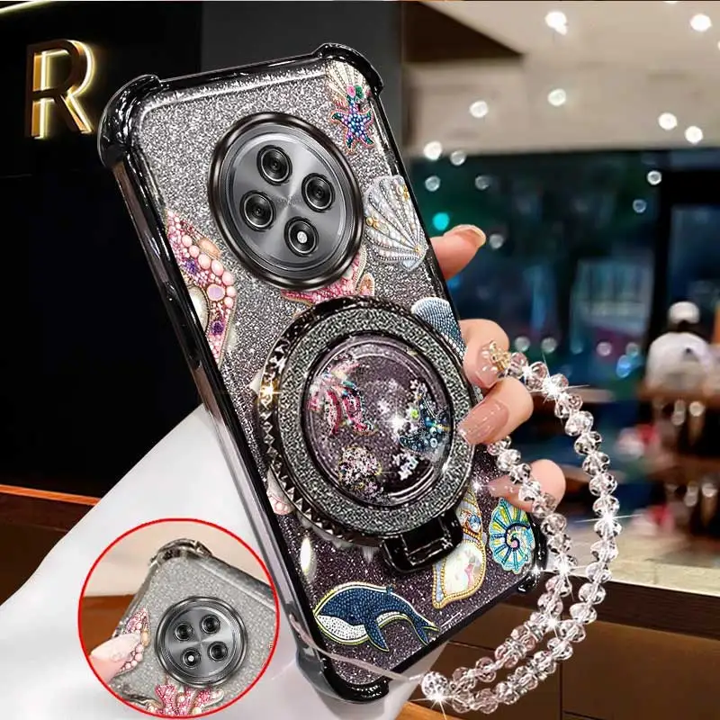 Фото 3 шт. (красивый чехол-ракушка + шнурок + подставка) для OPPO Reno 12F/14F/15FS 5G/14 Pro/5/15Pro/12/12Pro 5G/14 №1