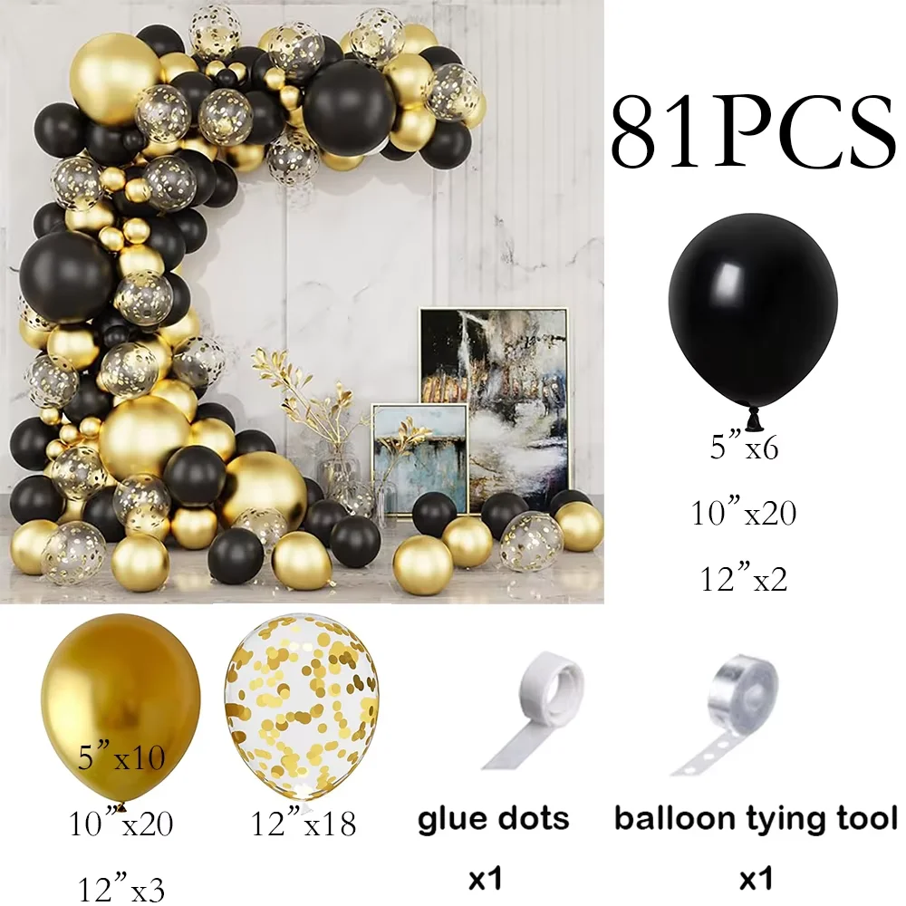 

Черные золотые круглые воздушные шары