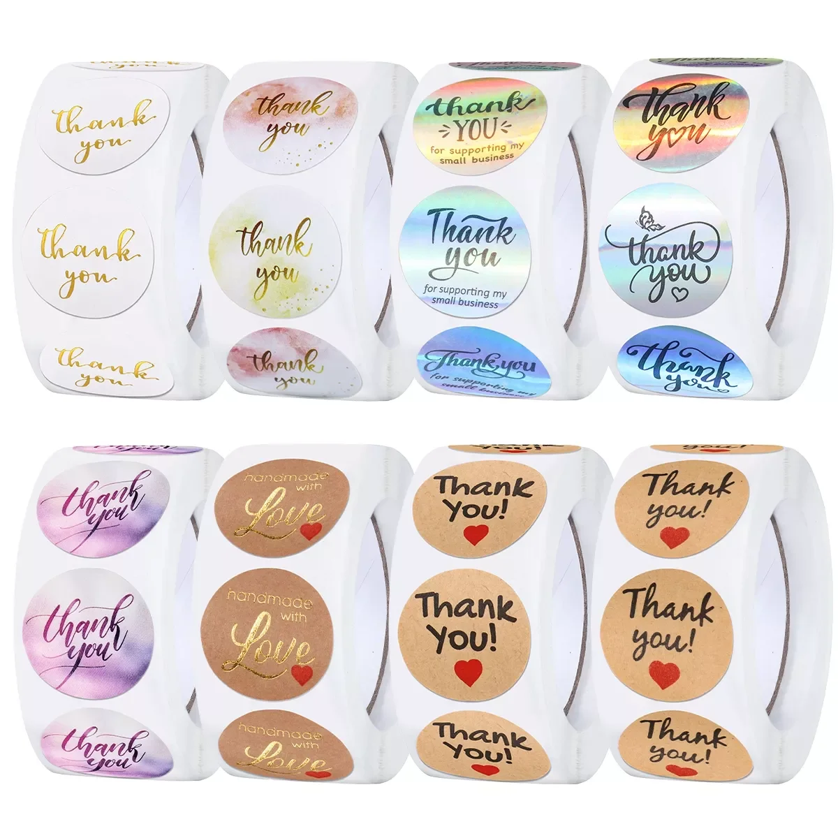 

100-500pcs Candy Bags Box Sticker Gift Bag Sealing Sticker Thank You Love Wedding Birthday Cookie Bag Kraft Paper Sticker