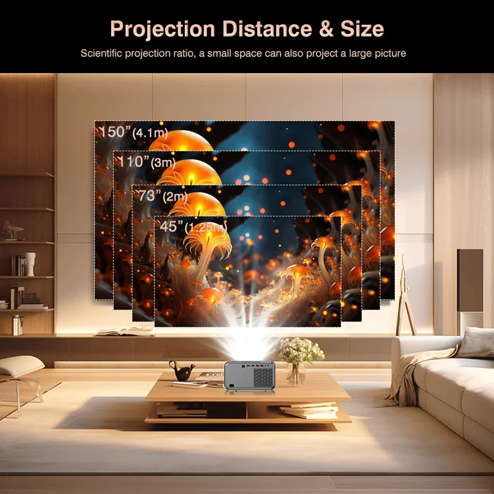 Новый портативный LED-проектор Touyinger H7 с автофокусом, 2000 ANSI люмен, Full HD 1080P, для улицы, Android, 2 ГБ + 32 ГБ, для домашнего кинотеатра (art.: 3920d8d7f047b) - 3920d8d7f047b