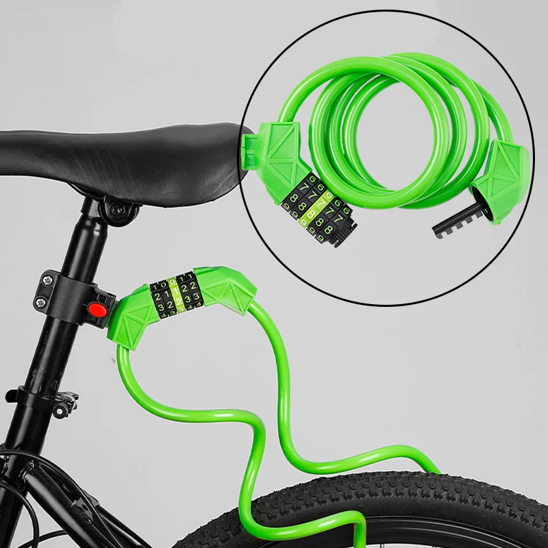 

4 Feet Bike Locks Cable 5 Digit Resettable Combination Password Coiling Heavy Duty Anti Theft Carry Mountain Bike Handiness