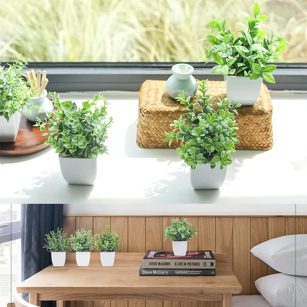 Искусственный бонсай зеленое искусственное растение цветок эвкалипта горшечное