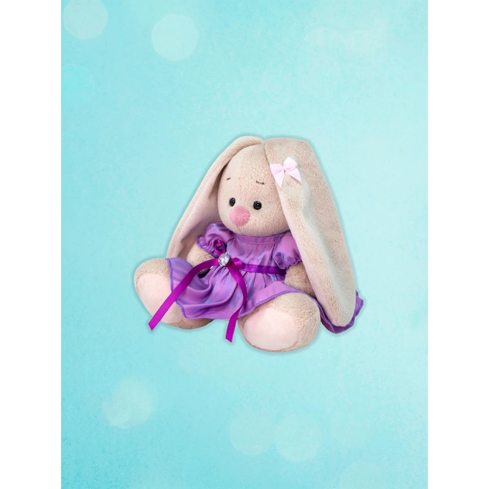 Мягкая игрушка Зайка Ми в сиреневом платье с блеском Басик (100% ОРИГИНАЛЬНЫЙ Budi Basa