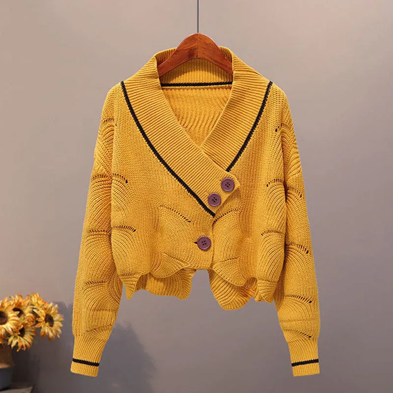 

Женский вязаный кардиган с V-образным вырезом, свободный свитер во французском стиле, одежда для улицы на весну и осень 2022, Y2K 22982