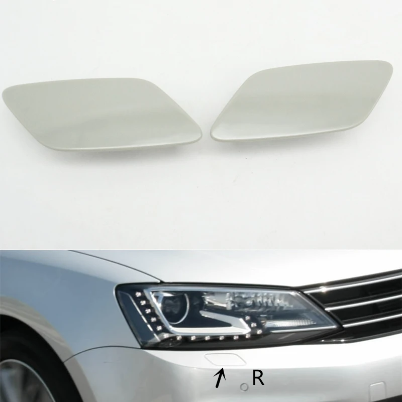 

Front Headlamp Washer Nozzle Cover Headlight Cleaning Jet Cap Unpainted For VW Jetta 2015 2016 2017