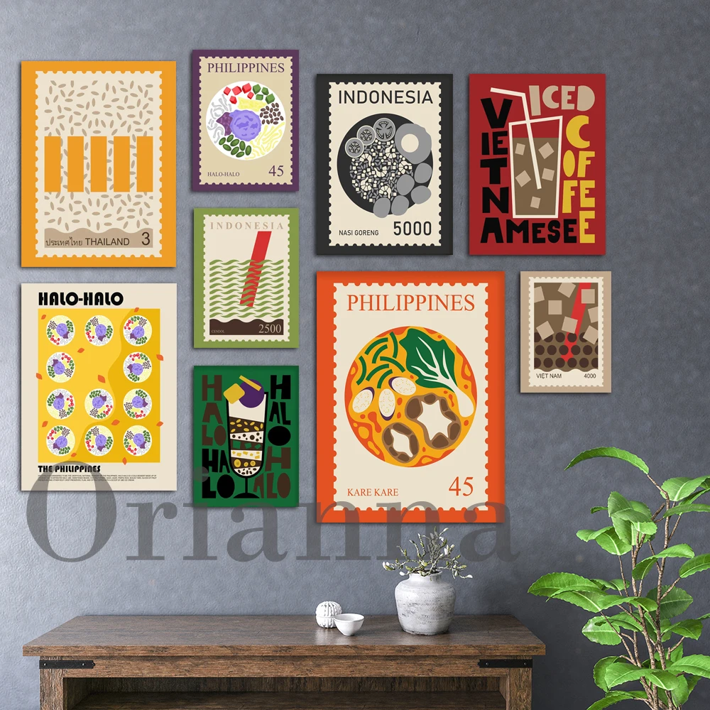 

Southeast Asia Food Art Vietnamese Iced Coffee Indonesian Fried Rice Kare Kare Boba Tea Tomyum Mango Sticky Rice Prints Posters