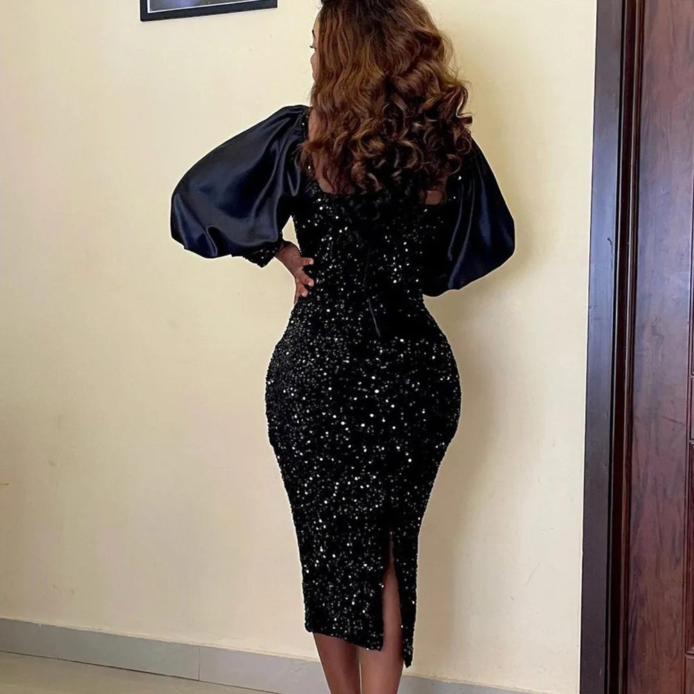 Bodyconclothes Party Women's Dress for New Year 2023 Sequin Women Clothes Sleeve Black Hip Party Dress Elegant Dresses for Women