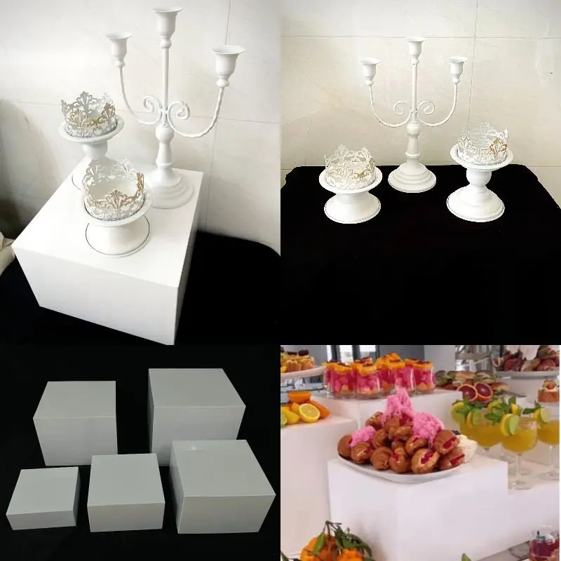 

8PCS White Grand Event Party Stage Dessert Cake Candy Table Centerpieces Decoration 3 Heads Candlestick Cupcake Candle Holder