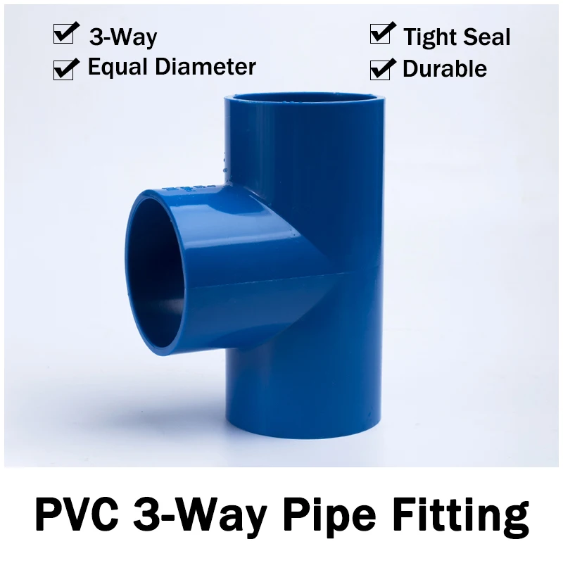 

PVC Water Pipe Fittings 3-Way 20~160mm Tee Inner Equal Diameter Connectors Plastic Joint Tube Coupler Adapter Garden Adapter